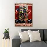 Trinx Firefighter on Flag of America - I Can Do All Things - Wrapped Canvas Graphic Art Canvas in Black/Red/White | 24 H x 20 W x 2 D in | Wayfair