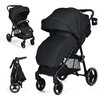 Costway 5-Point Harness Lightweight Infant Stroller with Foot Cover and Adjustable Backrest-Black