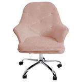 Mercer41 Michelle Tufted Vanity Chair w/ 360 Swivel, Button Design Desk Seat w/ Five Non Marking Casters Upholstered in Pink | Wayfair