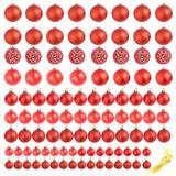 The Holiday Aisle® Christmas Ball 100 Piece Ornament for Christmas Tree Holiday Xmas Ball Plastic in Red | 0 H x 0 W x 0 D in | Wayfair