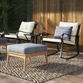 Mercury Row® Preciado 3 Piece Outdoor Patio Set w/ Cushions-Rocking Chair for Balcony, Lawn & Porch Metal in White | Wayfair