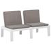 Ebern Designs Patio Garden Bench Loveseat Outdoor 2-Seater Bench w/ Cushion Plastic Plastic in White | 27.56 H x 51.58 W x 25.59 D in | Wayfair