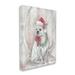 The Holiday Aisle® French Bulldog Santa Claus Hat Festive Christmas Wreath by Debi Coules - Painting Canvas/ in Gray/Pink/White | Wayfair