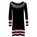 Athleta Dresses | Athleta Sweater Dress Knit Xxs Black Pink Gray Sweater Fair Isle Nordic Holiday | Color: Black/Pink | Size: Xxs