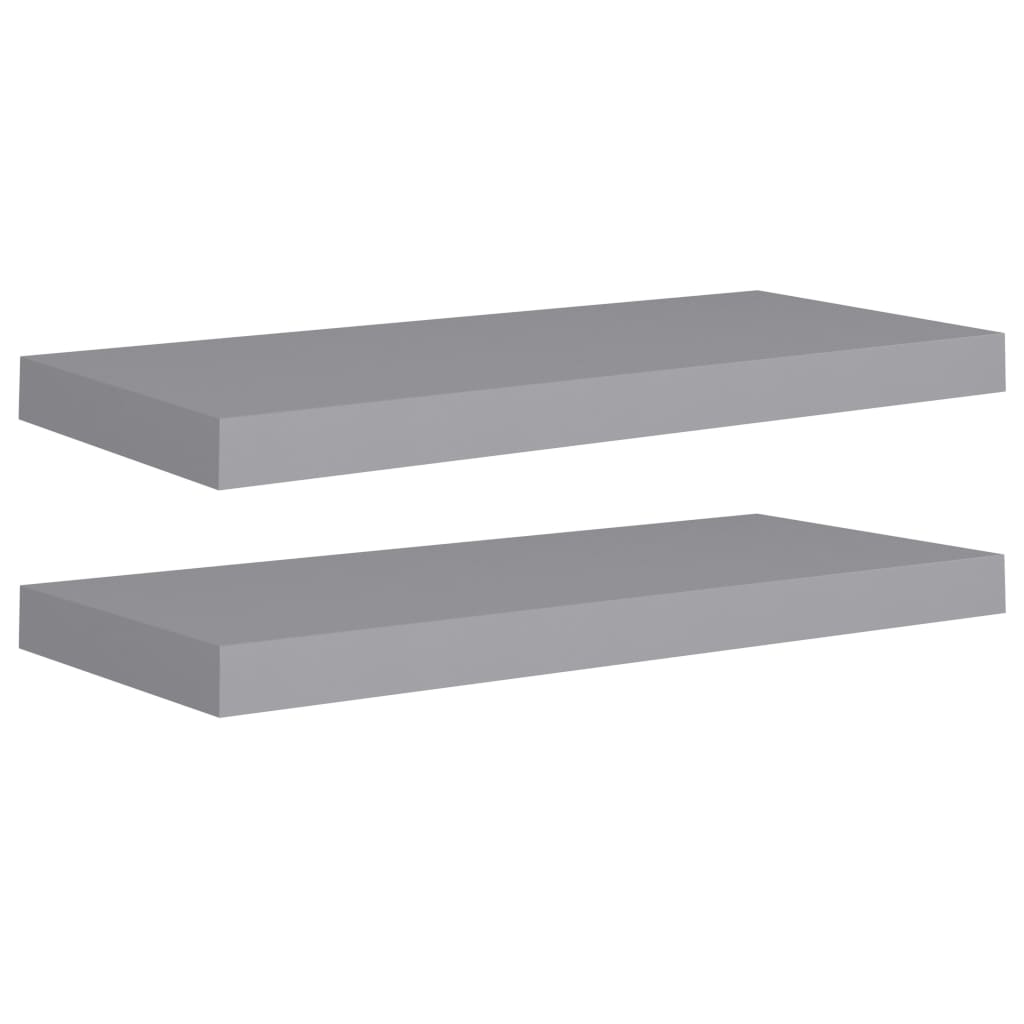 vidaXL Schwebende Wandregale 2 Stk. Grau 60x23,5x3,8cm MDF Image