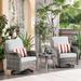 OVIOS 3-piece Rattan Wicker Rocking Swivel Chair Set