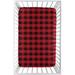 Woodland Buffalo Plaid Collection Baby Boy Fitted Mini Portable Crib Sheet - Red and Black Rustic Country Lumberjack