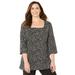 Plus Size Women's Ultra-Soft Square-Neck Tee by Catherines in Black Tossed Confetti (Size 4X)