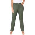 Plus Size Women's Sateen Stretch Pant by Catherines in Olive Green (Size 16 WP)