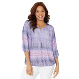 Plus Size Women's Santa Fe Peasant Top by Catherines in Purple Combo (Size 1X)