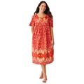 Plus Size Women's Mixed Print Short Lounger by Only Necessities in Paprika Folk Floral (Size 1X)