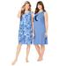 Plus Size Women's 2-Pack Sleeveless Sleepshirt by Dreams & Co. in French Blue Tie Dye Moon (Size 38/40) Nightgown