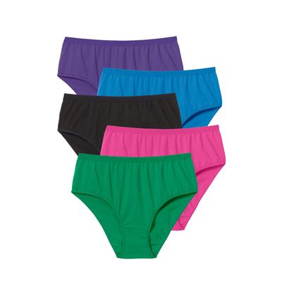 Plus Size Women's Hi-Cut Cotton Brief 5-Pack by Comfort Choice in Bright Pack (Size 14)