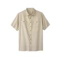 Men's Big & Tall Short-Sleeve Linen Shirt by KingSize in Stone (Size 5XL)