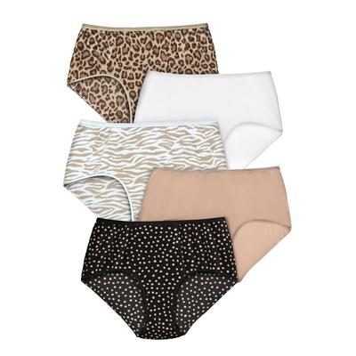 Plus Size Women's Cotton Brief 5-Pack by Comfort Choice in Animal Print Pack (Size 16) Underwear