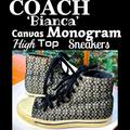 Coach Shoes | Coach Retro 'Bianca' Canvas Monogram High Top Sneakers | Color: Black/Gray | Size: 7.5