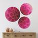 East Urban Home Designart 'Dark Pink Abstract Flower Petals' Floral Wood Wall Art Set Of 3 Circles Wood in Brown/Pink | 34 H x 44 W x 1 D in | Wayfair