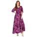 Plus Size Women's Flutter-Sleeve Crinkle Dress by Roaman's in Raspberry Mixed Paisley (Size 22/24)