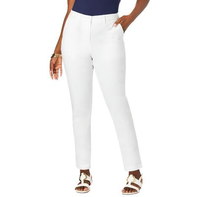 Plus Size Women's Stretch Cotton Chino Straight Leg Pant by Jessica London in White (Size 20 W)