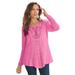 Plus Size Women's Lace Yoke Pullover by Roaman's in Vintage Rose (Size 3X) Sweater