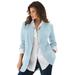 Plus Size Women's Boyfriend Blazer by Roaman's in Pale Blue (Size 16 W) Professional Jacket