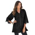 Plus Size Women's Juliet Lace Big Shirt by Roaman's in Black (Size 28 W) Long Shirt Blouse