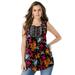 Plus Size Women's Angel Chiffon Blouse by Roaman's in Black Wildflower Print (Size 44 W) Top