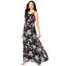 Plus Size Women's Romantic Ruffle Dress by Roaman's in Black Cherry Blossom (Size 36 W)