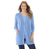 Plus Size Women's Perfect Longer-Length Cotton Cardigan by Woman Within in French Blue (Size 4X) Sweater