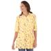 Plus Size Women's Pintucked Tunic Blouse by Woman Within in Banana Airy Floral (Size L)