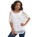 Plus Size Women's Pullover Crochet Sweater by Roaman's in White (Size 1X)