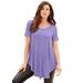 Plus Size Women's Swing Ultra Femme Tunic by Roaman's in Vintage Lavender (Size 34/36) Short Sleeve V-Neck Shirt