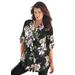 Plus Size Women's English Floral Big Shirt by Roaman's in Black Romantic Rose (Size 28 W) Button Down Tunic Shirt Blouse