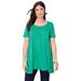 Plus Size Women's Scoopneck Swing Ultimate Tunic by Roaman's in Tropical Emerald (Size 42/44) Long Shirt