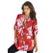 Plus Size Women's English Floral Big Shirt by Roaman's in Antique Strawberry Romantic (Size 32 W) Button Down Tunic Shirt Blouse