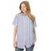 Plus Size Women's Perfect Short Sleeve Button Down Shirt by Woman Within in Multi Stripe (Size 5X)