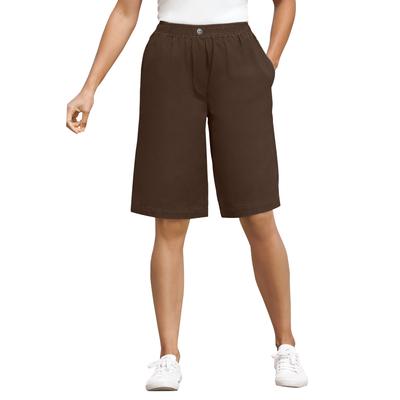 Plus Size Women's 7-Day Elastic-Waist Cotton Denim Short by Woman Within in Chocolate (Size 40 W)