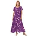 Plus Size Women's Short-Sleeve Crinkle Dress by Woman Within in Plum Purple Patch Floral (Size 3X)