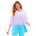 Plus Size Women's French Terry Tie-Sleeve Sweatshirt by Woman Within in Paradise Blue Ombre (Size 18/20)