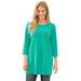 Plus Size Women's Perfect Three-Quarter-Sleeve Scoopneck Tunic by Woman Within in Pretty Jade (Size 5X)