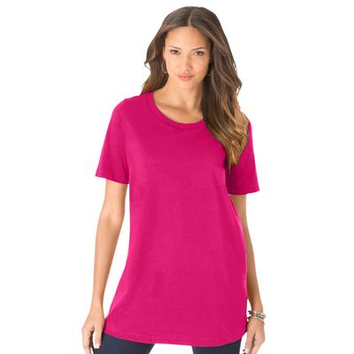 Plus Size Women's Ultimate Crewneck Tee by Roaman's in Vivid Pink (Size 6X) Shirt