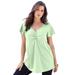 Plus Size Women's Flutter-Sleeve Sweetheart Ultimate Tee by Roaman's in Green Mint (Size 30/32) Long T-Shirt Top