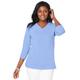 Plus Size Women's Stretch Cotton V-Neck Tee by Jessica London in French Blue (Size 22/24) 3/4 Sleeve T-Shirt