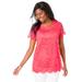 Plus Size Women's Stretch Lace Tunic by Jessica London in Vibrant Watermelon (Size 18/20) Long Shirt