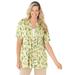 Plus Size Women's 7-Day Layer-Look Elbow-Sleeve Tee by Woman Within in Banana Ditsy Bouquet (Size 30/32) Shirt