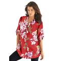 Plus Size Women's English Floral Big Shirt by Roaman's in Antique Strawberry Romantic (Size 36 W) Button Down Tunic Shirt Blouse