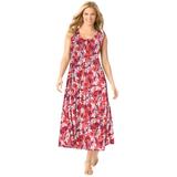 Plus Size Women's Pintucked Sleeveless Dress by Woman Within in Sweet Coral Ditsy Bloom (Size L)