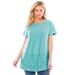 Plus Size Women's Embroidered Eyelet Pintucked Tunic by Woman Within in Azure (Size L)