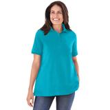 Plus Size Women's Perfect Short-Sleeve Polo Shirt by Woman Within in Pretty Turquoise (Size 3X)