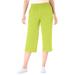 Plus Size Women's Elastic-Waist Knit Capri Pant by Woman Within in Lime (Size 2X)